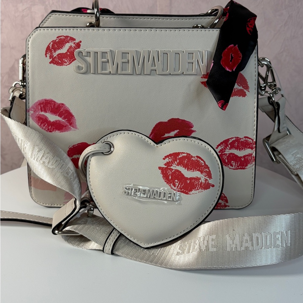 Steve Madden BEvelyn Kiss Print Women's Bag Chalk - Picture 16 of 16